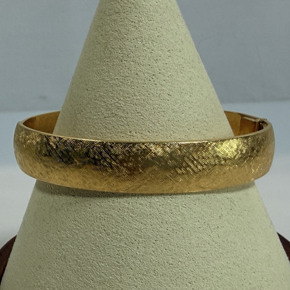 Vintage Monet Bangle Bracelet Clamper Gold Tone 6.25" Signed
